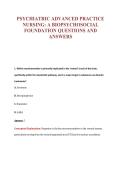 PSYCHIATRIC ADVANCED PRACTICE&NewLine;NURSING&colon; A BIOPSYCHOSOCIAL&NewLine;FOUNDATION QUESTIONS AND&NewLine;ANSWERS