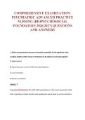 COMPREHENSIVE EXAMINATION&colon;&NewLine;PSYCHIATRIC ADVANCED PRACTICE&NewLine;NURSING &lpar;BIOPSYCHOSOCIAL&NewLine;FOUNDATION 2026&sol;2027&rpar; QUESTIONS&NewLine;AND ANSWERS