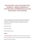 PSYCHIATRIC ADVANCED PRACTICE&NewLine;NURSING&colon; A BIOPSYCHOSOCIAL&NewLine;FOUNDATION COMPREHENSIVE EXAM&NewLine;QUESTIONS AND ANSWERS