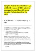 CompTIA PenTest&plus; Exam Test Banks 1&comma; 2&comma; &NewLine;and 3 with a review of 1300&plus; latest real &NewLine;exam questions and Correct Answers&sol; &NewLine;CompTIA PenTest&plus; Exam Prep Test &NewLine;Banks 