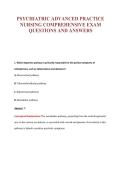 PSYCHIATRIC ADVANCED PRACTICE&NewLine;NURSING COMPREHENSIVE EXAM&NewLine;QUESTIONS AND ANSWERS
