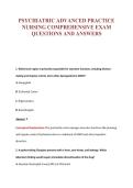 PSYCHIATRIC ADVANCED PRACTICE&NewLine;NURSING COMPREHENSIVE EXAM&NewLine;QUESTIONS AND ANSWERS