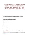 PSYCHIATRIC ADVANCED PRACTICE NURSING EXAM Bundle &vert; Update Questions with complete and Verified solutions&period;