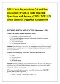 D281 Linux Foundations OA and Pre&NewLine;assessment Practice Tests Targeted &NewLine;Questions and Answers&sol; WGU D281 LPI &NewLine;Linux Essential Objective Assessment  