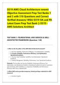 D319 AWS Cloud Architecture newest &NewLine;Objective Assessment Prep Test Banks 1 &NewLine;and 2 with 510 Questions and Correct &NewLine;Verified Answers&sol; WGU D319 OA and PA &NewLine;Latest Exam Prep Test Bank &lpar;&rpar; D319 - &NewLine;AWS Solutions Architect