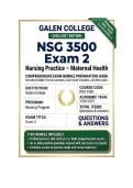 NSG 3500 Exam 2 Nursing Practice &ndash; Maternal Health  Questions And Answers 2026&sol;2027 Galen College