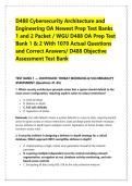 D488 Cybersecurity Architecture and &NewLine;Engineering OA Newest Prep Test Banks &NewLine;1 and 2 Packet &sol; WGU D488 OA Prep Test &NewLine;Bank 1 & 2 With 1070 Actual Questions &NewLine;and Correct Answers&sol; D488 Objective &NewLine;Assessment Test Bank