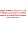 Complete Test Bank for The Psychiatric Interview 5th Edition by Daniel J&period; Carlat