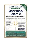 NSG 3800 Exam 2 Nursing Practice &ndash; Adult Health II  Questions And Answers 2026&sol;2027 Galen College