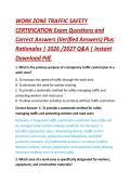 WORK ZONE TRAFFIC SAFETY &NewLine;CERTIFICATION Exam Questions and &NewLine;Correct Answers &lpar;Verified Answers&rpar; Plus &NewLine;Rationales &vert; 2026 &sol;2027 Q&A &vert; Instant &NewLine;Download Pdf&period; 