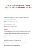 COGNITIVE PSYCHOLOGY EXAM&NewLine;QUESTIONS AND ANSWERS 2026&sol;2027