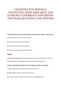 COGNITIVE PSYCHOLOGY&colon;&NewLine;CONNECTING MIND&comma; RESEARCH&comma; AND&NewLine;EVERYDAY EXPERIENCE 8TH EDITION&NewLine;TEST BANK QUESTIONS AND ANSWERS