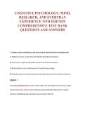 COGNITIVE PSYCHOLOGY&colon; MIND&comma;&NewLine;RESEARCH&comma; AND EVERYDAY&NewLine;EXPERIENCE 13TH EDITION&NewLine;COMPREHENSIVE TEST BANK&NewLine;QUESTIONS AND ANSWERS