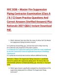 NYC DOB &ndash; Master Fire Suppression &NewLine;Piping Contractor Examination &lpar;Class A &NewLine;&sol; B &sol; C&rpar; Exam Practice Questions And &NewLine;Correct Answers &lpar;Verified Answers&rpar; Plus &NewLine;Rationale 2027 Q&A&vert; Instant Download &NewLine;Pdf&period;