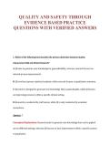 QUALITY AND SAFETY THROUGH&NewLine;EVIDENCE BASED PRACTICE&NewLine;QUESTIONS WITH VERIFIED ANSWERS