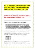 TEXAS NURSING JURISPRUDENCE EXAM &NewLine;2026 QUESTIONS AND ANSWERS &vert; A&plus; &NewLine;GRADED &vert; WITH EXPERT SOLUTIONS 