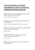 WGU D315 NETWORK AND SECURITY&NewLine;FUNDAMENTALS PA AND OA 233 PRACTICE&NewLine;QUESTIONS AND TESTED SOLUTIONS