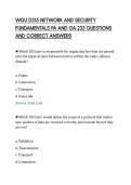 WGU D315 NETWORK AND SECURITY&NewLine;FUNDAMENTALS PA AND OA 233 QUESTIONS&NewLine;AND CORRECT ANSWERS