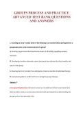 GROUPS PROCESS AND PRACTICE&NewLine;ADVANCED TEST BANK QUESTIONS&NewLine;AND ANSWERS