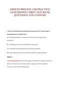 GROUPS PROCESS AND PRACTICE&NewLine;16TH EDITION COREY TEST BANK&NewLine;QUESTIONS AND ANSWERS