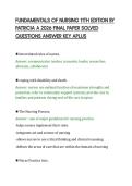 FUNDAMENTALS OF NURSING 11TH EDITION BY&NewLine;PATRICIA A 2026 FINAL PAPER SOLVED&NewLine;QUESTIONS ANSWER KEY APLUS&NewLine;