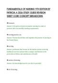 FUNDAMENTALS OF NURSING 11TH EDITION BY&NewLine;PATRICIA A 2026 STUDY GUIDE REVISION&NewLine;SHEET CORE CONCEPT BREAKDOWN