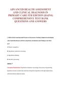 ADVANCED HEALTH ASSESSMENT&NewLine;AND CLINICAL DIAGNOSIS IN&NewLine;PRIMARY CARE 5TH EDITION &lpar;DAINS&rpar;&NewLine;COMPREHENSIVE TEST BANK&NewLine;QUESTIONS AND ANSWERS
