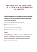 ADVANCED HEALTH ASSESSMENT&NewLine;AND CLINICAL DIAGNOSIS QUESTIONS&NewLine;AND ANSWERS