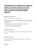 FUNDAMENTALS OF NURSING 12TH EDITION BY&NewLine;PATRICIA A POTTER 2026 PRACTICE TEST&NewLine;PACK COMPLETE SOLUTIONS VERIFIED&NewLine;INSIGHTS