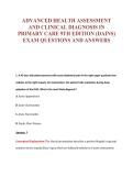 ADVANCED HEALTH ASSESSMENT AND CLINICAL DIAGNOSIS EXAM Bundle &vert; Update Questions with complete and Verified solutions&period;