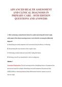ADVANCED HEALTH ASSESSMENT&NewLine;AND CLINICAL DIAGNOSIS IN&NewLine;PRIMARY CARE - 10TH EDITION&NewLine;QUESTIONS AND ANSWERS