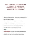 ADVANCED HEALTH ASSESSMENT&NewLine;AND CLINICAL DIAGNOSIS&NewLine;COMPREHENSIVE TEST BANK&NewLine;QUESTIONS AND ANSWERS