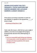 VIRGINIA STATE INSPECTION TEST &vert; &NewLine;FREQUENTLY TESTED QUESTIONS AND &NewLine;VERIFIED ANSWERS &vert;100&percnt; ACCURATE &NewLine;ANSWERS &vert; ALREADY GRADED A&plus;