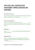 WGU D326 TASK 1 ADVANCED DATA&NewLine;MANAGEMENT VERIFIED QUESTIONS AND&NewLine;SOLUTIONS