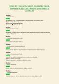 INTRO TO COMMUNICATION DISORDERS EXAM 1&NewLine;UPDATED ACTUAL QUESTIONS AND CORRECT&NewLine;ANSWERS