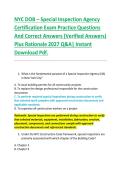NYC DOB &ndash; Special Inspection Agency &NewLine;Certification Exam Practice Questions &NewLine;And Correct Answers &lpar;Verified Answers&rpar; &NewLine;Plus Rationale 2027 Q&A&vert; Instant &NewLine;Download Pdf