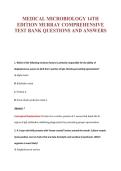 MEDICAL MICROBIOLOGY 14TH&NewLine;EDITION MURRAY COMPREHENSIVE&NewLine;TEST BANK QUESTIONS AND ANSWERS