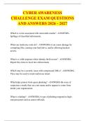 CYBER AWARENESS &NewLine;CHALLENGE EXAM QUESTIONS &NewLine;AND ANSWERS 2026 - 2027