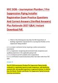 NYC DOB &ndash; Journeyman Plumber &sol; Fire &NewLine;Suppression Piping Installer &NewLine;Registration Exam Practice Questions &NewLine;And Correct Answers &lpar;Verified Answers&rpar; &NewLine;Plus Rationale 2027 Q&A&vert; Instant &NewLine;Download Pdf&period; 