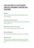 WGU D334 INTRO TO CRYPTOGRAPHY&NewLine;OBJECTIVE ASSESSMENT QUESTIONS AND&NewLine;SOLUTIONS