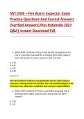 NYC DOB &ndash; Fire Alarm Inspector Exam &NewLine;Practice Questions And Correct Answers &NewLine;&lpar;Verified Answers&rpar; Plus Rationale 2027 &NewLine;Q&A&vert; Instant Download Pdf&period;
