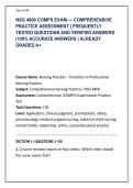 NSG 4800 COMPS EXAM &mdash; COMPREHENSIVE &NewLine;PRACTICE ASSESSMENT &vert; FREQUENTLY &NewLine;TESTED QUESTIONS AND VERIFIED ANSWERS &NewLine;&vert;100&percnt; ACCURATE ANSWERS &vert; ALREADY &NewLine;GRADED A&plus;