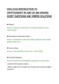 WGU D334 INTRODUCTION TO&NewLine;CRYPTOGRAPHY PA AND OA 280 UPDATED&NewLine;SCRIPT QUESTIONS AND VERIFIED SOLUTIONS