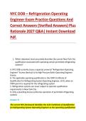 NYC DOB &ndash; Refrigeration Operating &NewLine;Engineer Exam Practice Questions And &NewLine;Correct Answers &lpar;Verified Answers&rpar; Plus &NewLine;Rationale 2027 Q&A&vert; Instant Download &NewLine;Pdf&period;