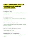 LDR 302S ORGANIZATIONAL CULTURE&NewLine;EXAM QUESTIONS AND CORRECT&NewLine;ANSWERS GRADED A&plus;