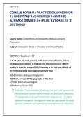 COMSAE FORM 113 PRACTICE EXAM VERSION &NewLine;1 &vert; QUESTIONS AND VERIFIED ANSWERS &vert; &NewLine;ALREADY GRADED A&plus; &vert; PLUS RATIONALES &lpar;3 &NewLine;SECTIONS&rpar;