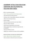 LEADERSHIP ACTUAL EXAM 2026 EXAM&NewLine;QUESTIONS AND SOLUTIONS FULL&NewLine;SOLUTION VIEW AHEAD&NewLine;