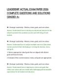 LEADERSHIP ACTUAL EXAM PAPER 2026&NewLine;COMPLETE QUESTIONS AND SOLUTIONS&NewLine;GRADED A&plus;