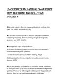 LEADERSHIP EXAM 1 ACTUAL EXAM SCRIPT&NewLine;2026 QUESTIONS AND SOLUTIONS&NewLine;GRADED A&plus;