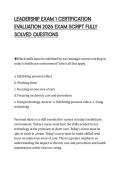 LEADERSHIP EXAM 1 CERTIFICATION&NewLine;EVALUATION 2026 EXAM SCRIPT FULLY&NewLine;SOLVED QUESTIONS&NewLine;